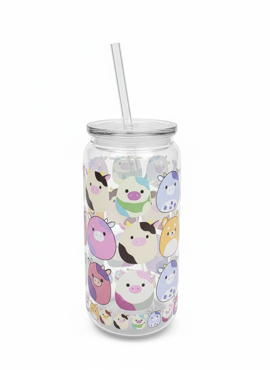 Squishmallow 16oz Plastic Beer Can Glass
