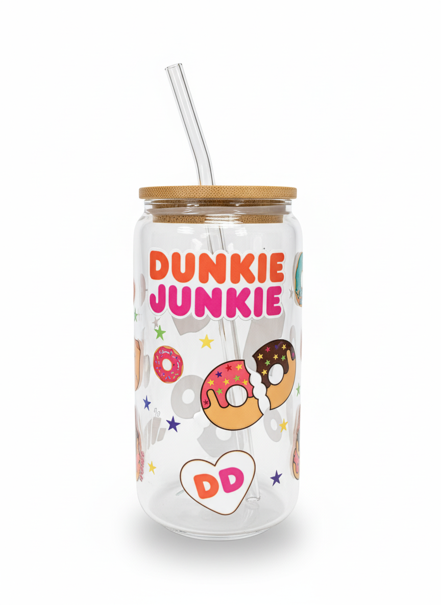 ☕ Dunkin’ Junkie - 16oz Beer Can Glass 🍩