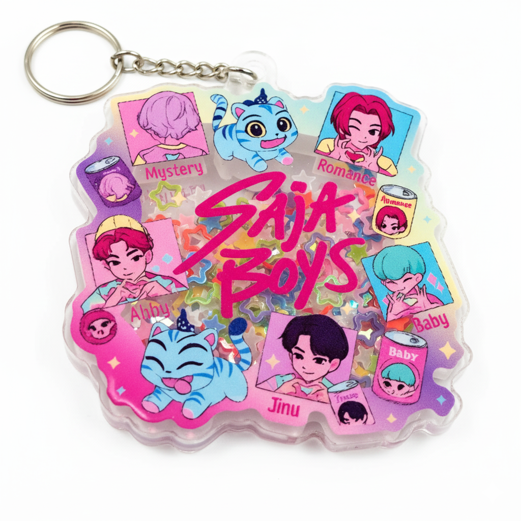 đź’– Saja Boys Acrylic Shaker Keychain: Sparkle & Style!