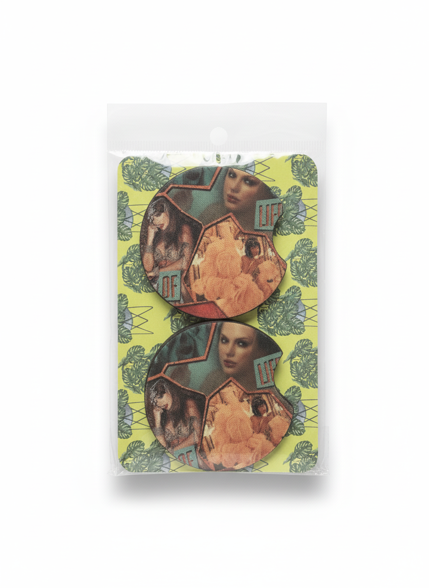 🎤 “Life of a Show Girl” Car Coaster Duo – Inspired by Taylor’s Dazzling Era ✨