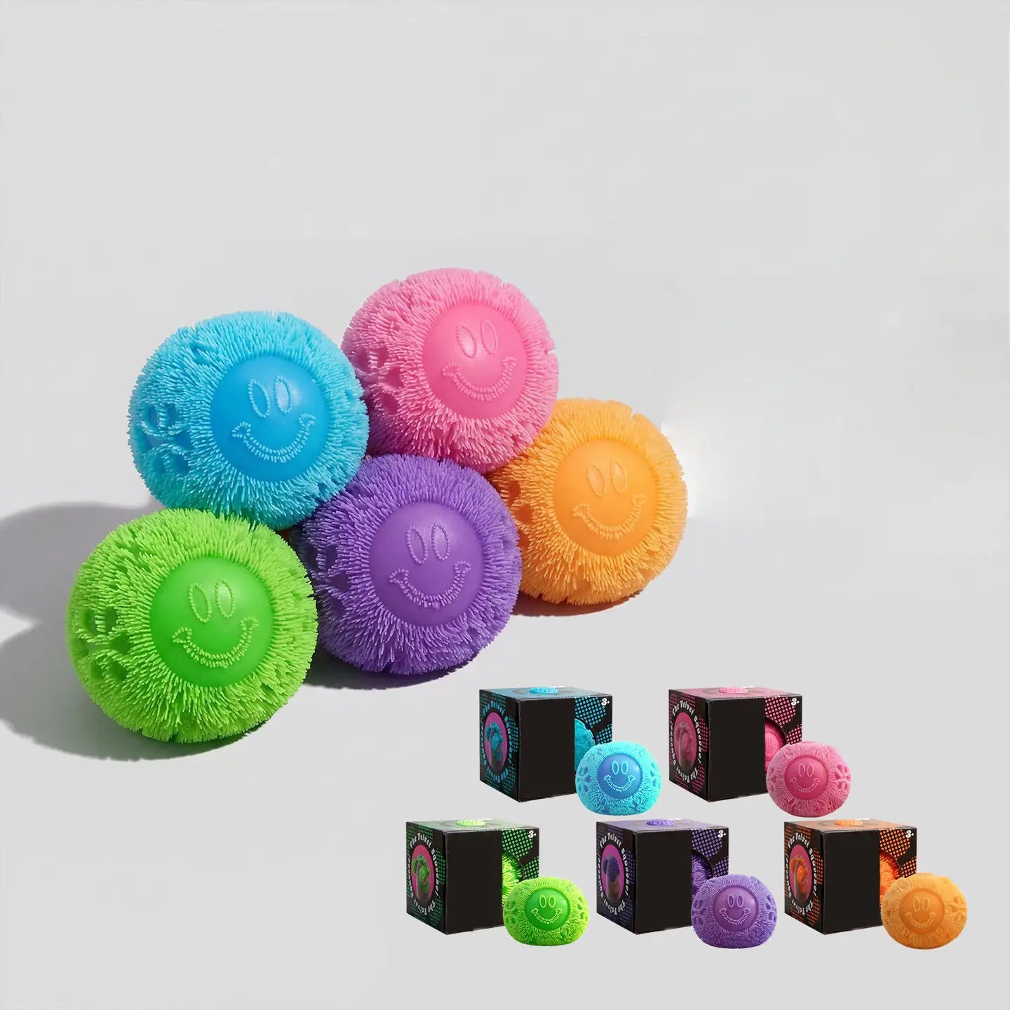 Smiley Fuzz Ball Flower Power Stress Ball