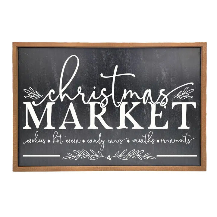 Christmas Market Wooden Sign (18 x 12 x 2 in)