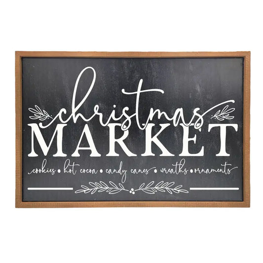 Christmas Market Wooden Sign (18 x 12 x 2 in)