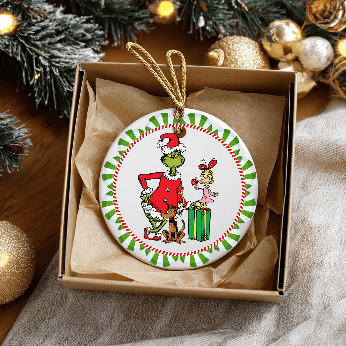 Grinch and Cindy Lou Who Ceramic Ornament