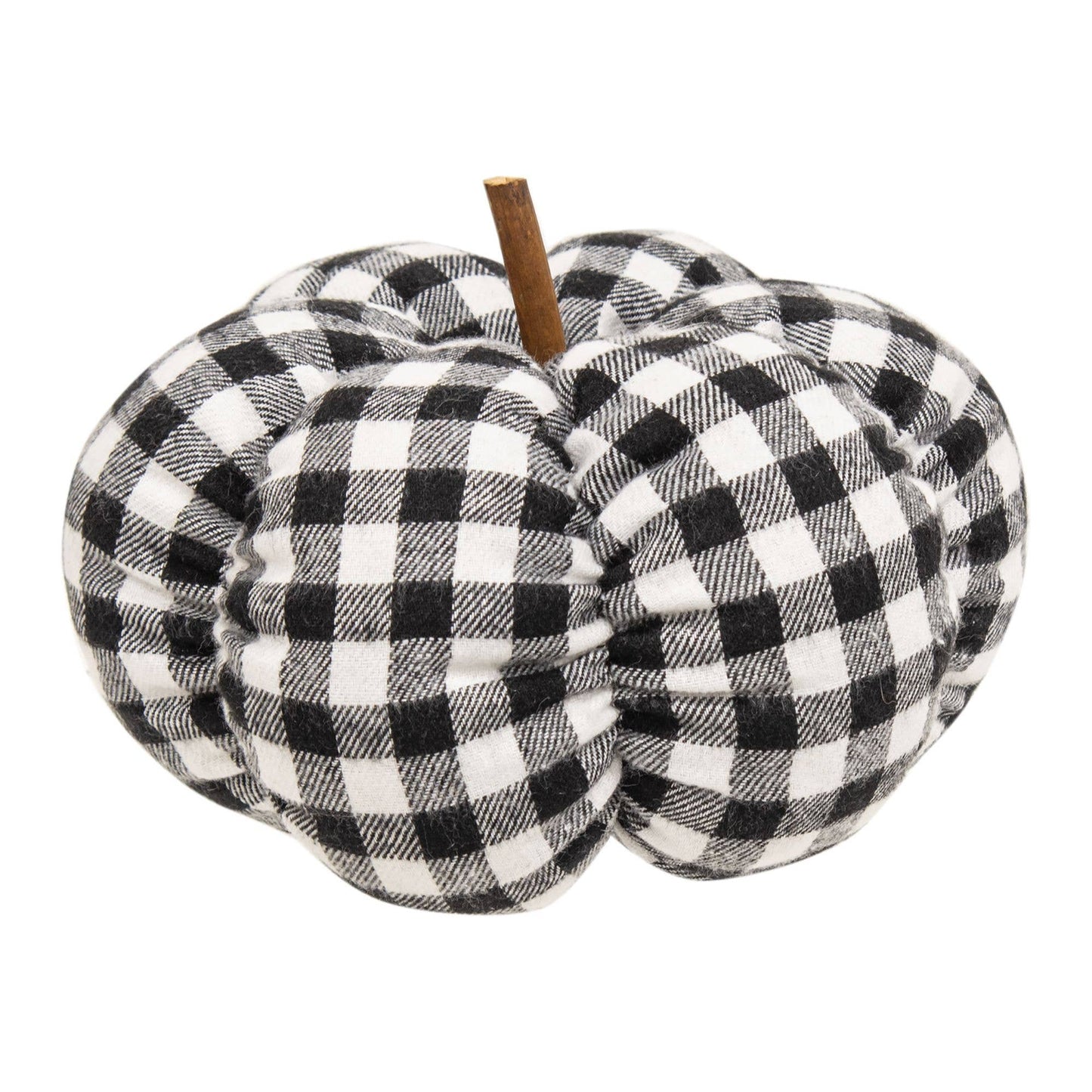 Black & White Gingham Stuffed Pumpkin 6.5"