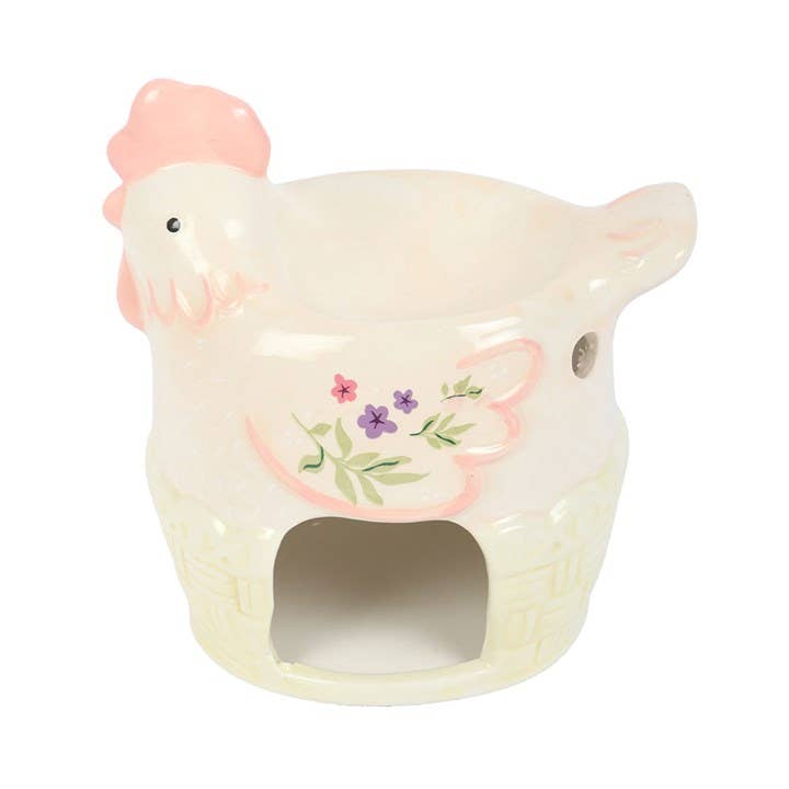 Floral Hen Chicken Shaped Oil Burner and Wax Warmer