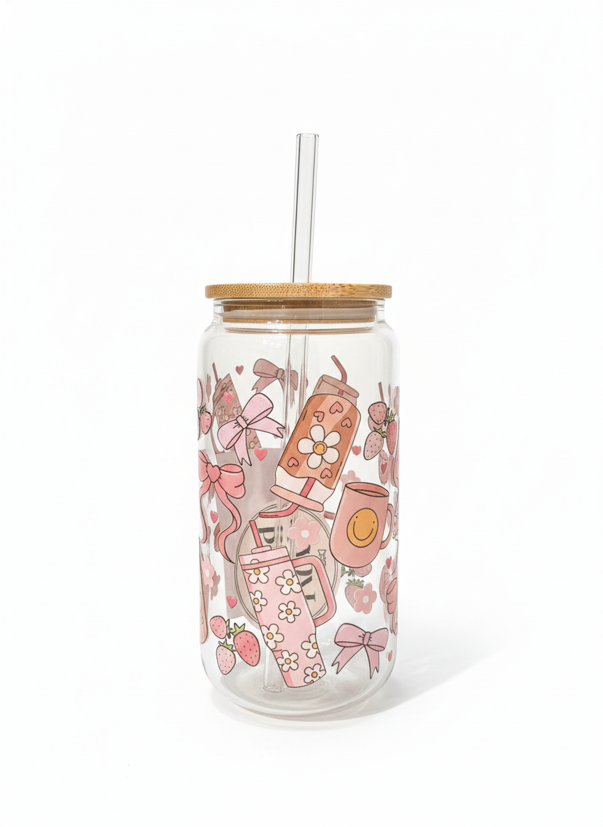 Preppy Aesthetic Beer Can Glass