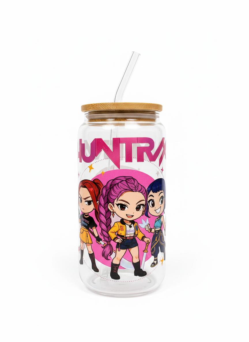Huntrix Chibi Style Beer Can Glass