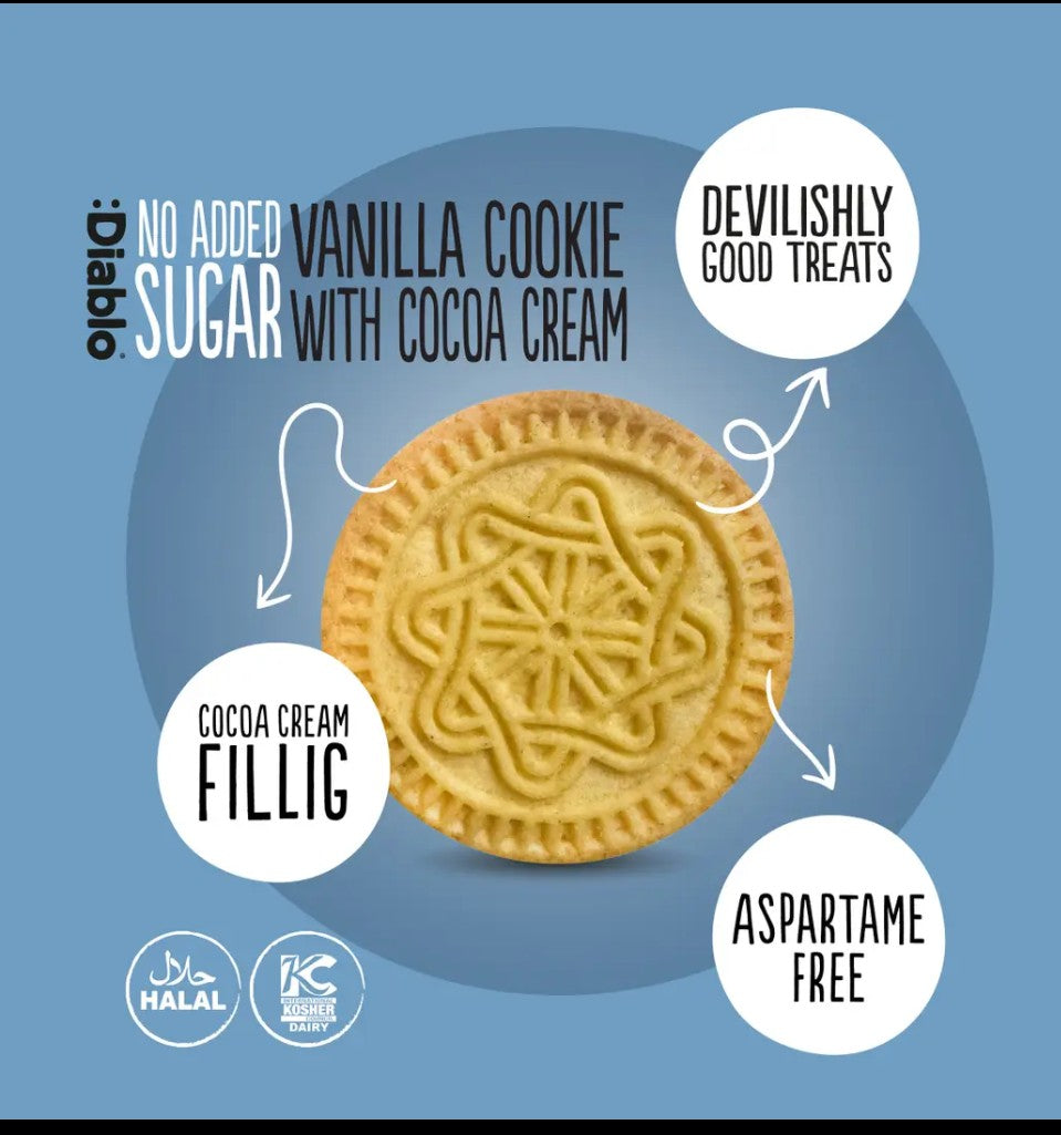 Diablo Sugar Free Vanilla Cookies with Cocoa Cream