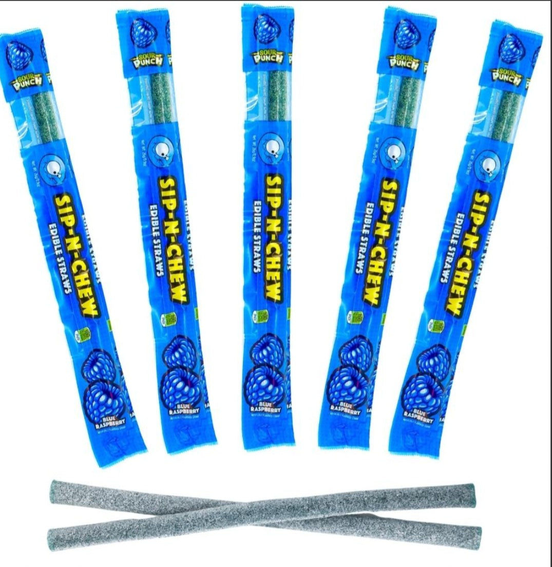 Sour Punch Sip-N-Chew Blue Raspberry Straws