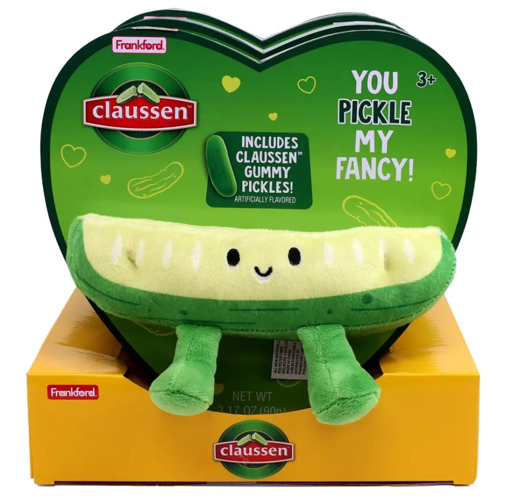 Claussen Pickle Valentine Heart Box with Plush