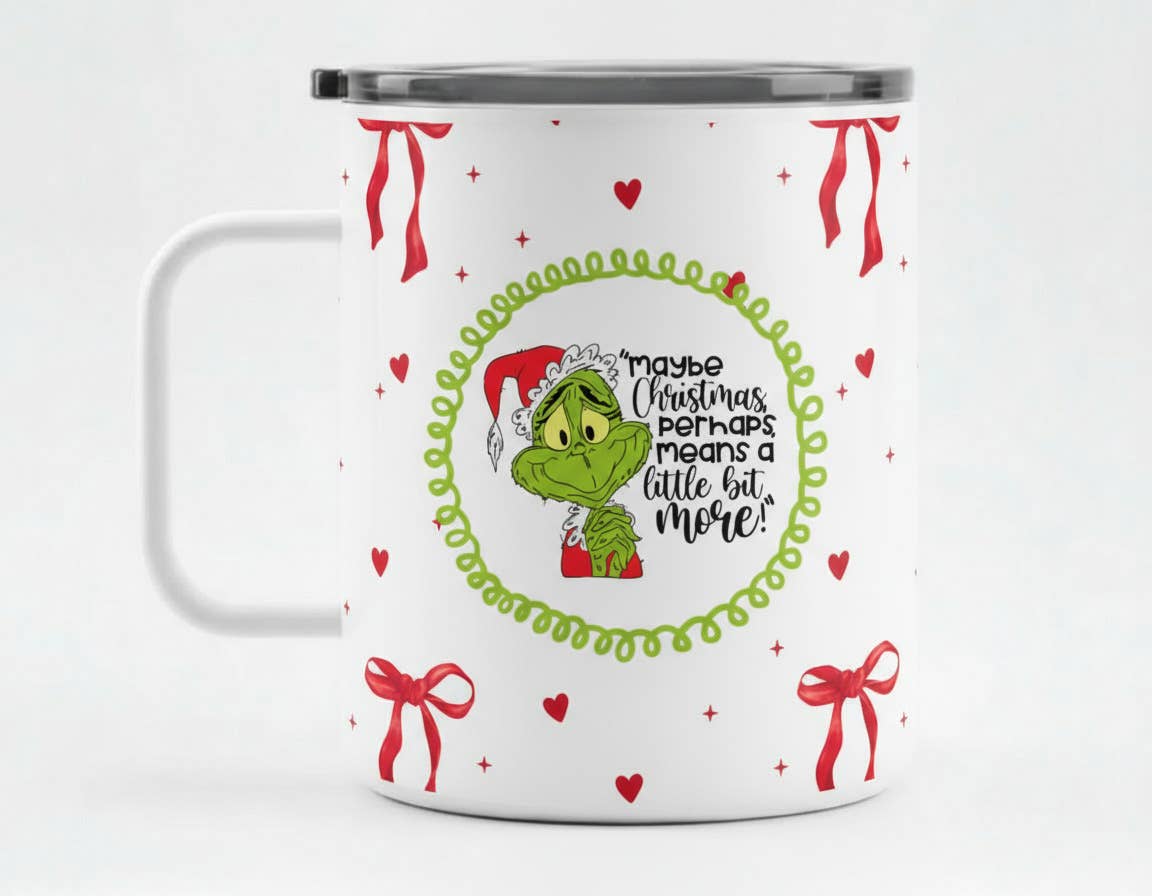 Red and White Coquette Grinch 10oz Coffee Mug