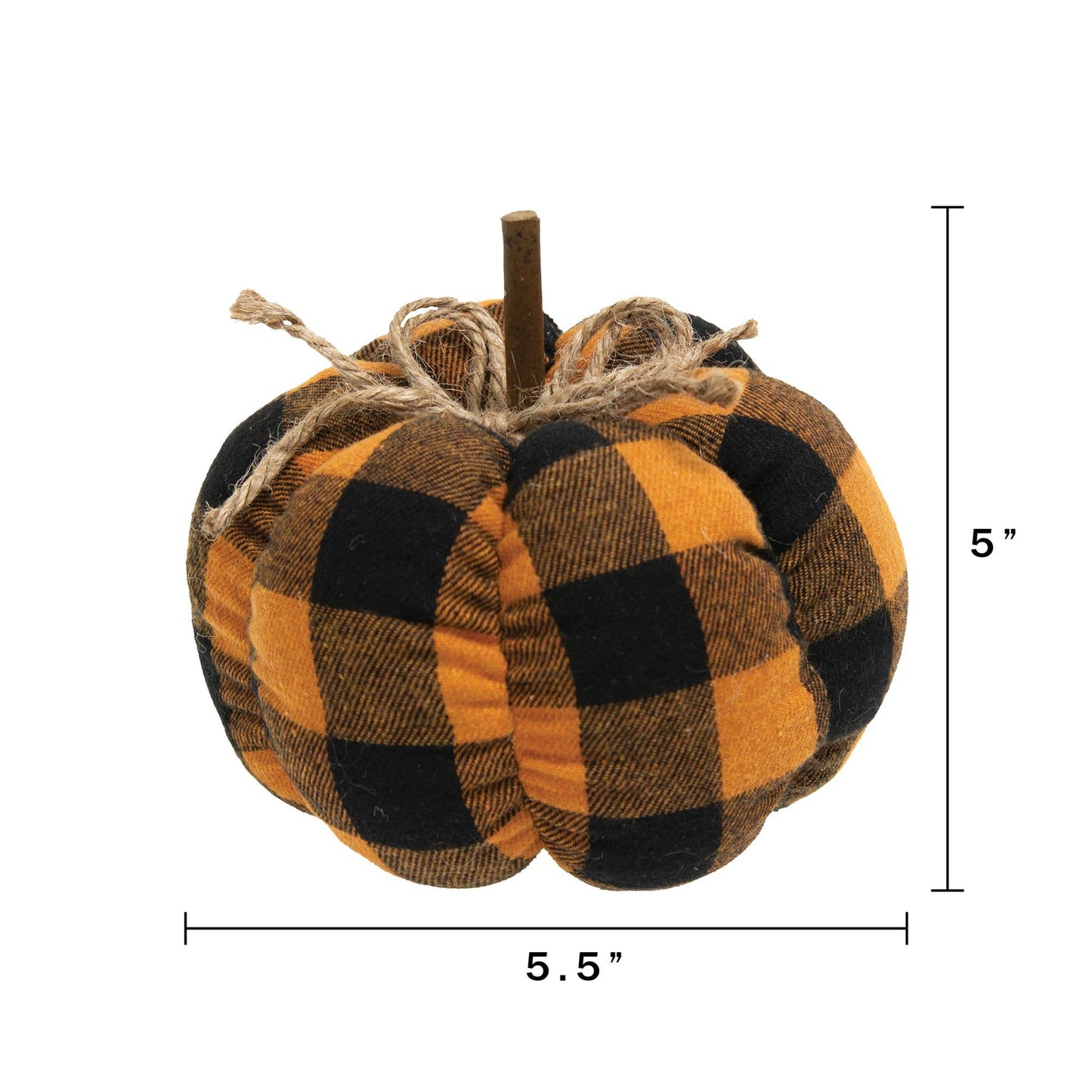 Orange & Black Buffalo Check Stuffed Pumpkin