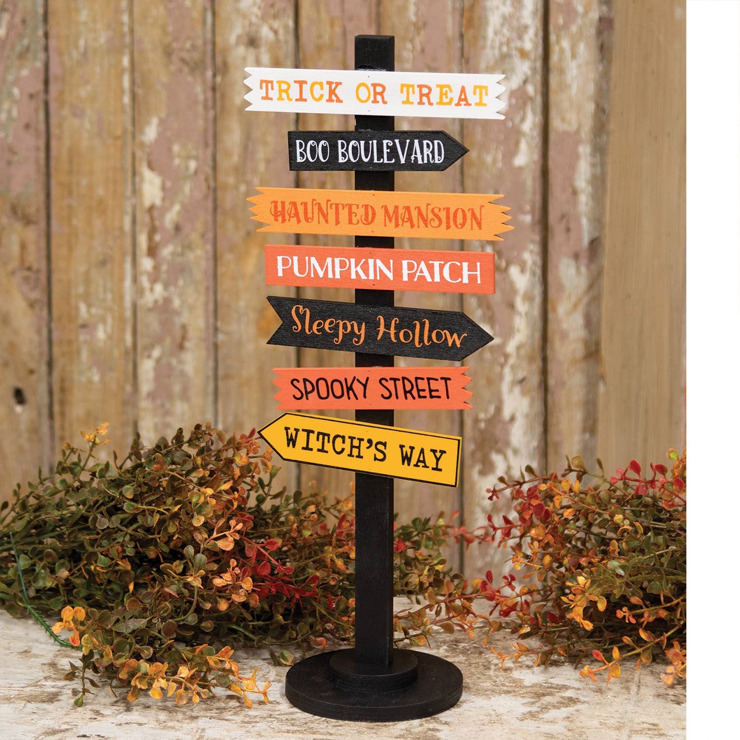 Halloween Woods Primitive Signpost w/Base - 14.5"H