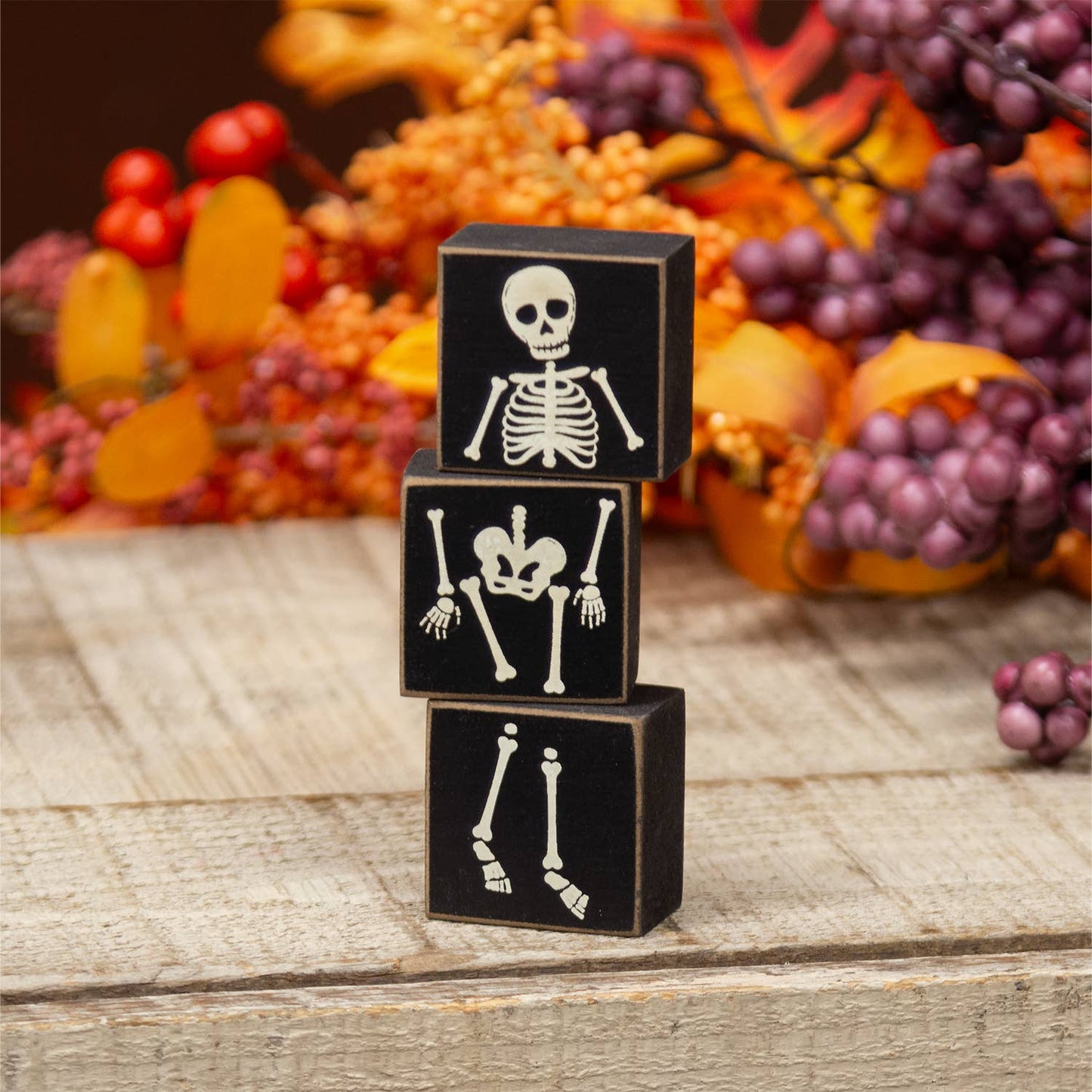 3/Set - Boo & Skeleton Reversible Mini Blocks