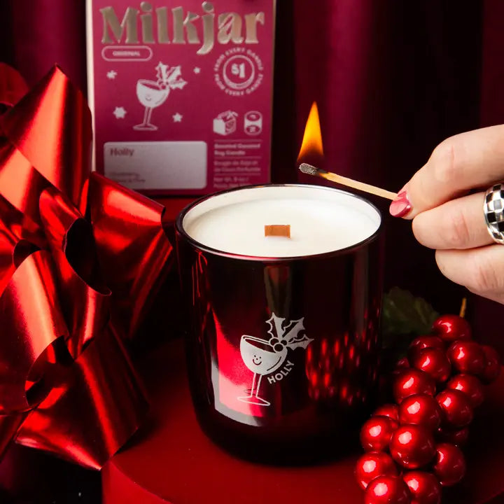 Milk Jar Holly - Cranberry, Clove & PIne Coconut Soy Candle