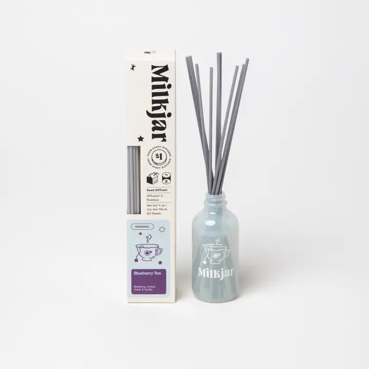 Milk Jar - Blueberry Tea - Blueberry, Amber & Vanilla 4oz Reed Diffuser