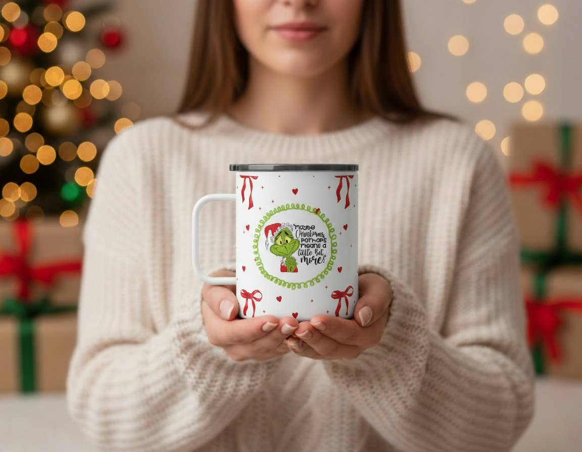 Red and White Coquette Grinch 10oz Coffee Mug
