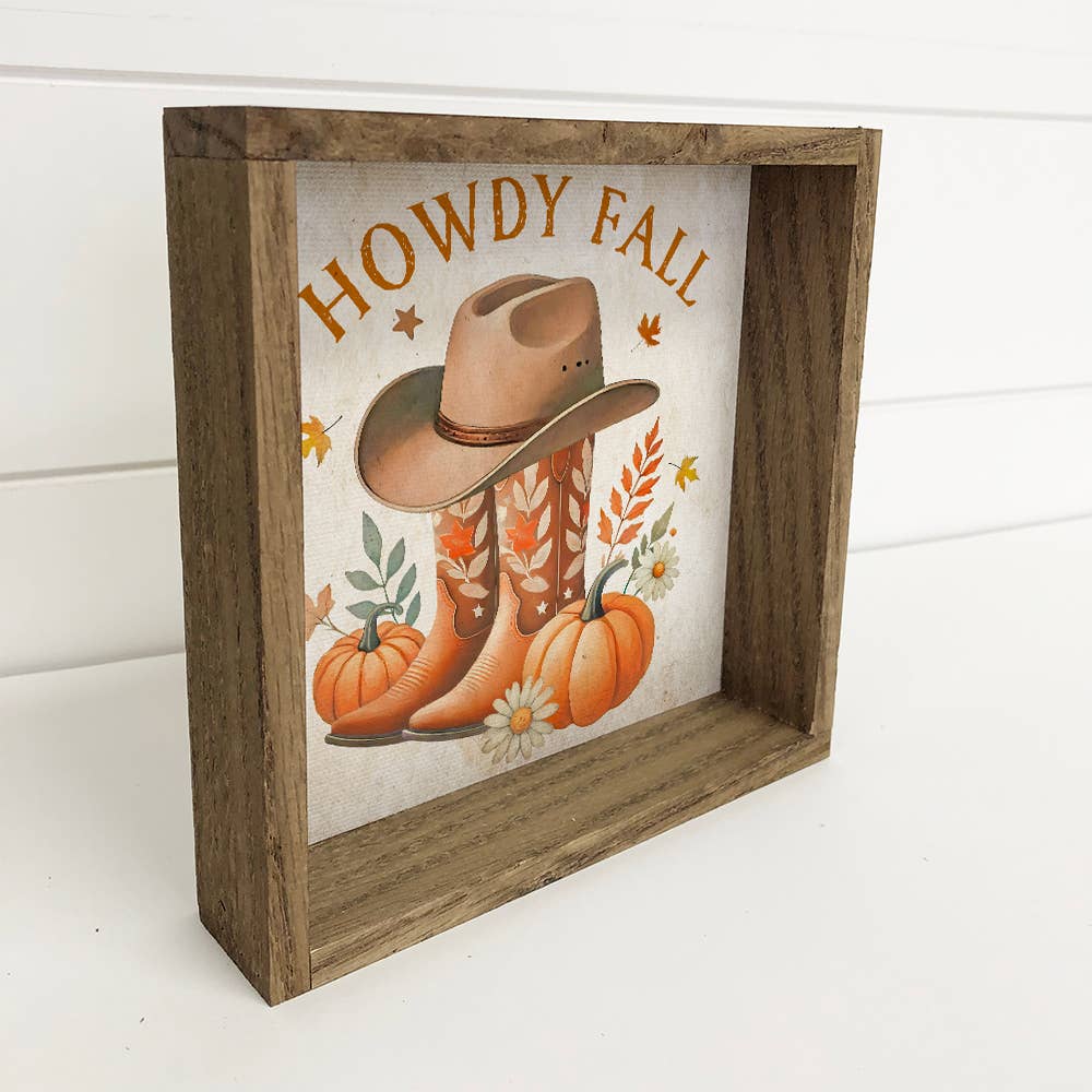 Howdy Fall Cowboy Boots - Country Fall Canvas Art