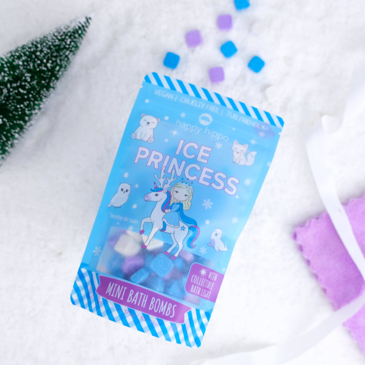 Happy Hippo Ice Princess - Mini Bath Bombs with Bath Light