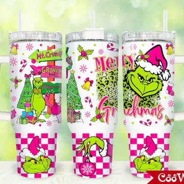 Pink Merry Grinchmas 40oz Tumbler
