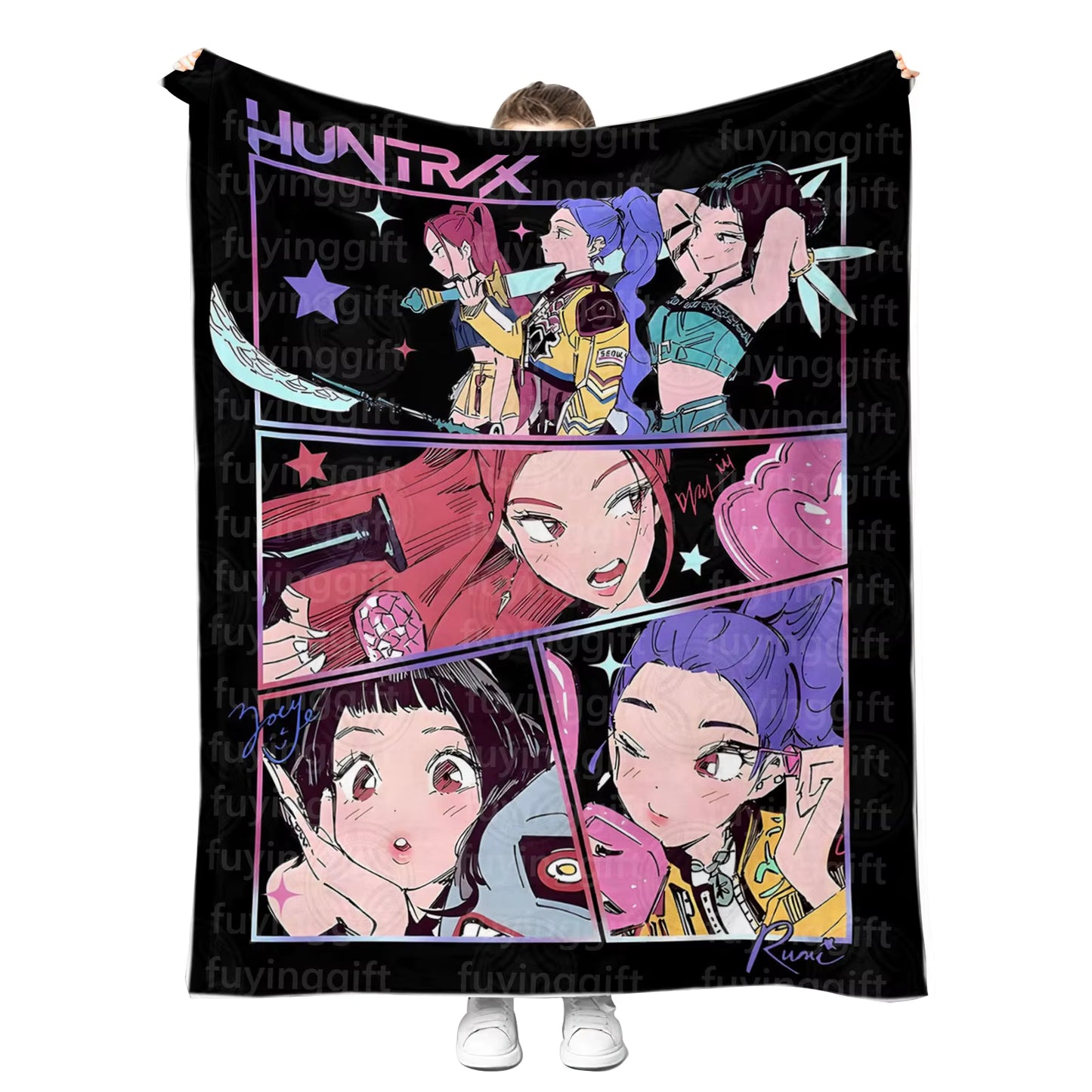HUNTRIX Kpop Demon Hunters Plush Blanket