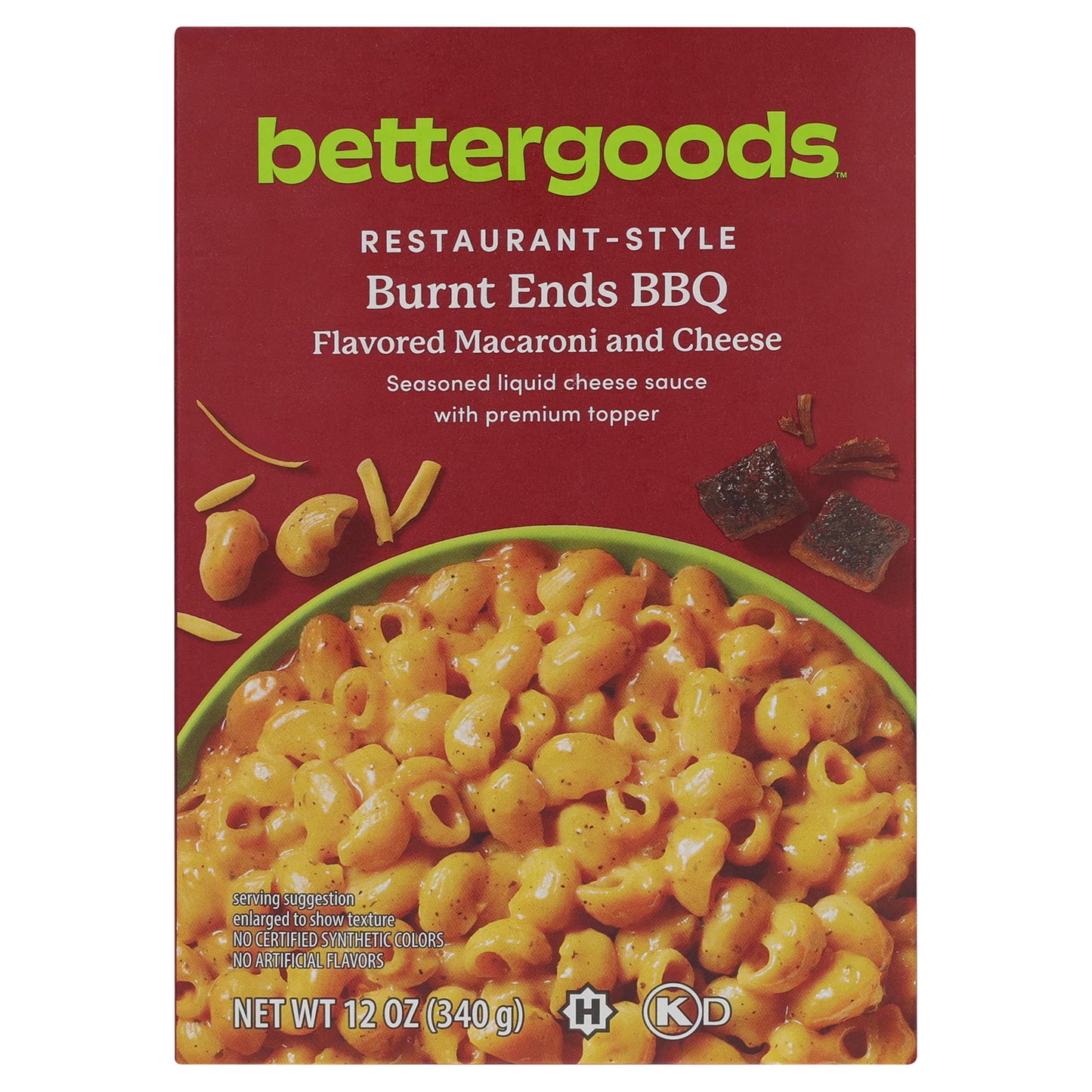 Better Goods burnt ends bbq flavored mac and cheese