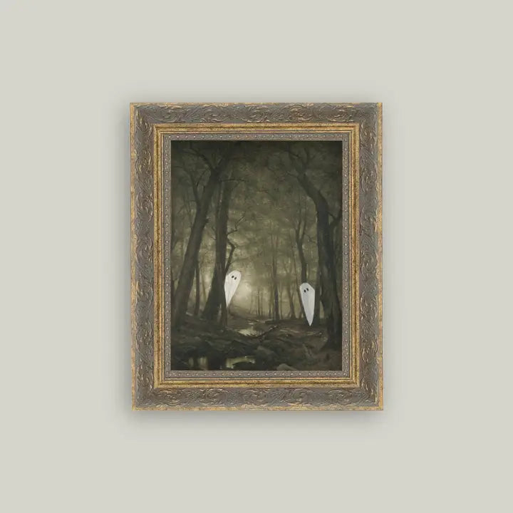Petal Lane Home - Peeking Ghost Framed Antique Art (5 x 7)