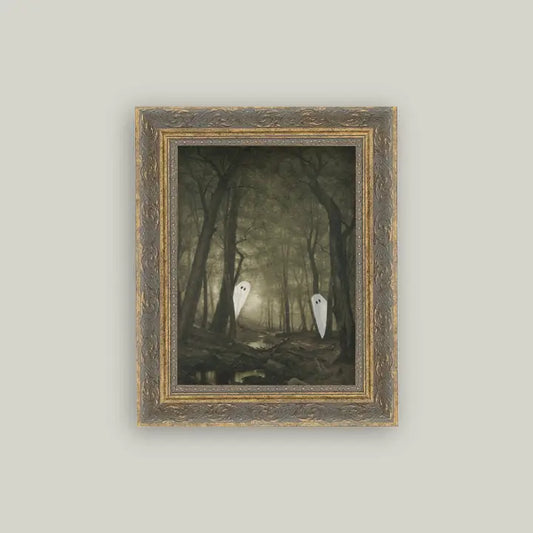 Petal Lane Home - Peeking Ghost Framed Antique Art (5 x 7)