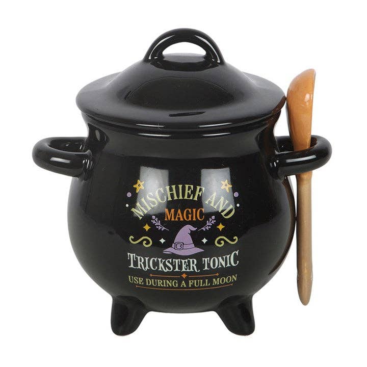 Mischief and Magic Halloween Cauldron Soup Bowl with Spoon