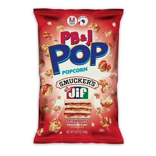 Candy Pop JIF Peanut Butter & Strawberry Jelly Popcorn 5.25oz 12ct