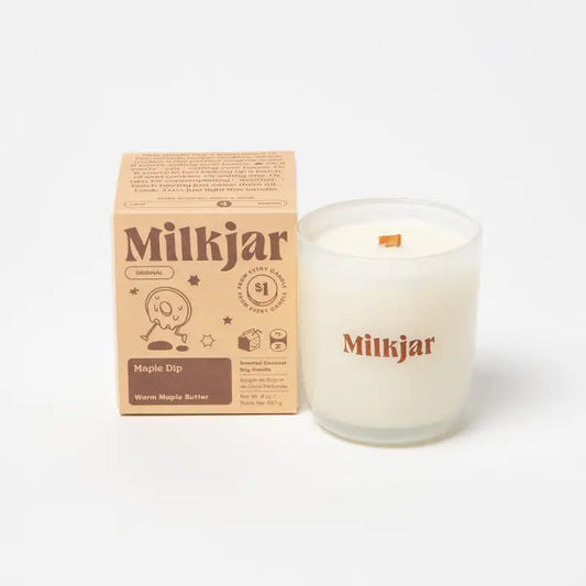 Milk Jar - Maple Dip - Warm Maple Butter Coconut Soy 8oz Candle