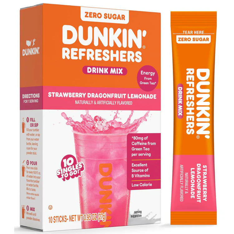 Dunkin' Singles To Go Zero Sugar Strawberry Dragonfruit Lemonade
