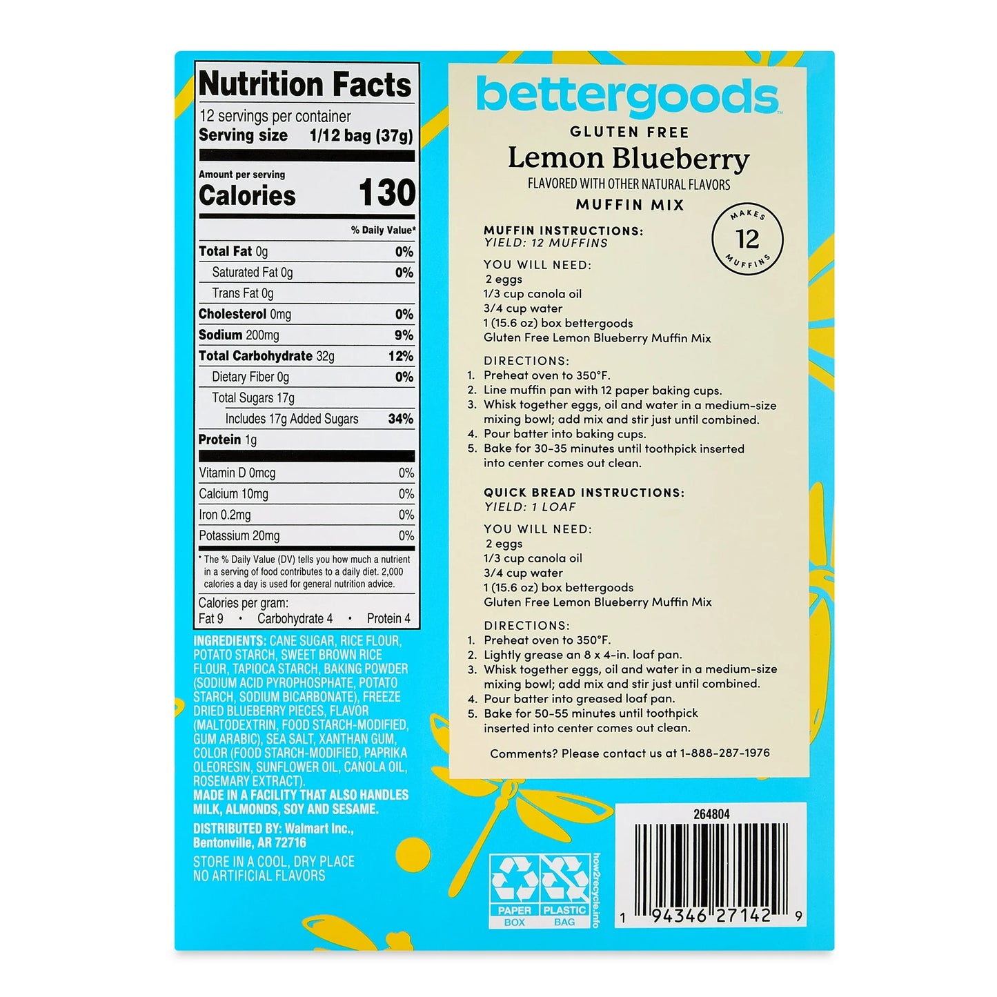 Bettergoods Gluten Free Lemon Blueberry Muffin Mix