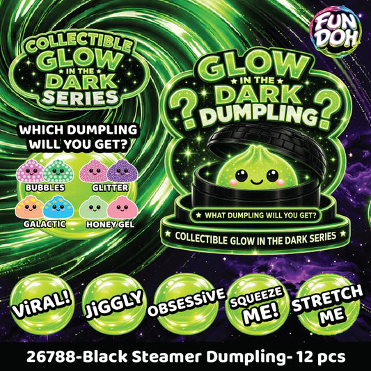 Fun Doh Squishy Glow in the Dark Mystery Dumpling (Black Steamer)