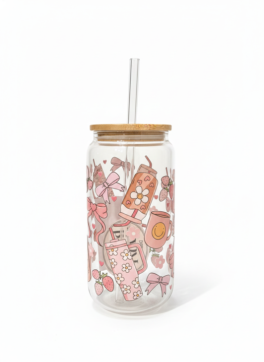 Preppy Aesthetic Beer Can Glass