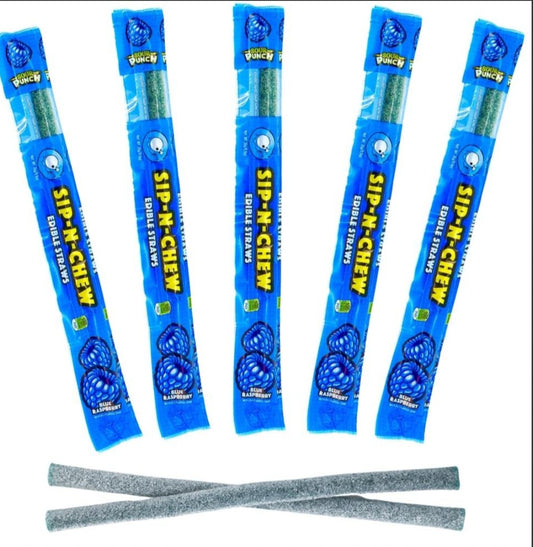 Sour Punch Sip-N-Chew Blue Raspberry Straws