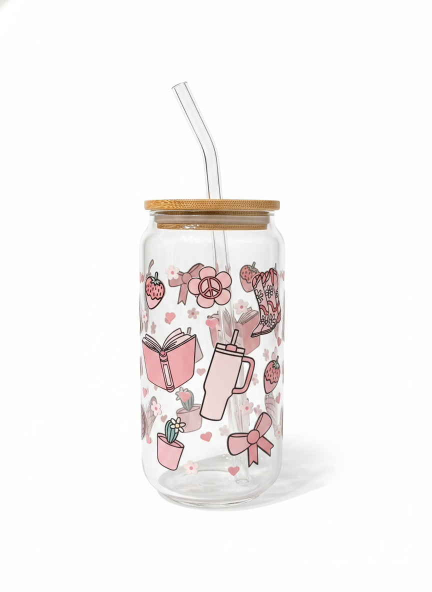 Girly Coffee Lovers Beer Can Glass