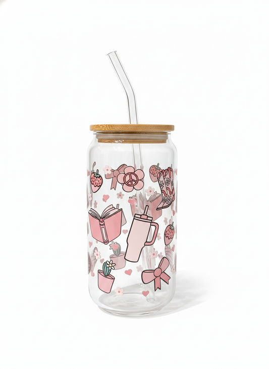 Girly Coffee Lovers Beer Can Glass