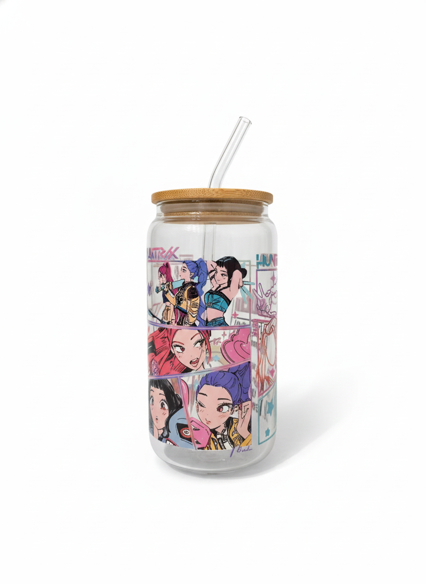 ✨ Huntrix Glass Cup – Anime Pop Art Edition